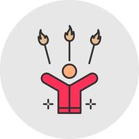 Juggling Fire Line Filled Light Circle Icon vector