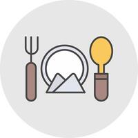 Cutlery Line Filled Light Circle Icon vector