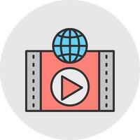 Video Ad Line Filled Light Circle Icon vector