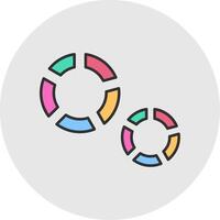 Pie Chart Line Filled Light Circle Icon vector