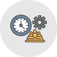 Working Hours Line Filled Light Circle Icon vector