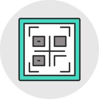 Qr Code Line Filled Light Circle Icon vector