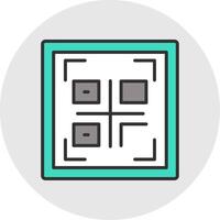 qr código línea lleno ligero circulo icono vector