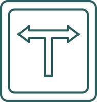 T Junction Line Gradient Icon vector