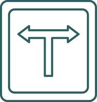 T Junction Line Gradient Icon vector