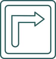 Turn Right Line Gradient Icon vector