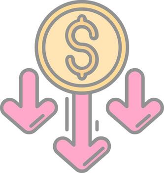 Decrease Line Filled Light Icon vector