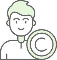 derechos de autor verde ligero relleno icono vector