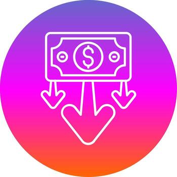 Decrease Line Gradient Circle Icon vector
