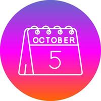 5th of October Line Gradient Circle Icon vector