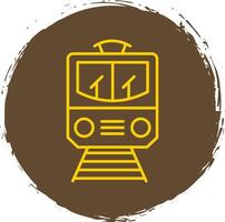 tren línea circulo amarillo icono vector