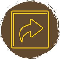 Curved Right Line Circle Yellow Icon vector