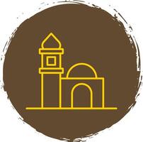 mezquita línea circulo amarillo icono vector