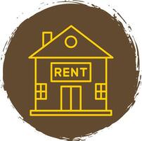 House for Rent Line Circle Yellow Icon vector