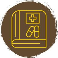 Medical Book Line Circle Yellow Icon vector