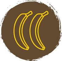 bananas línea circulo amarillo icono vector