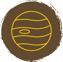 Planet Line Circle Yellow Icon vector