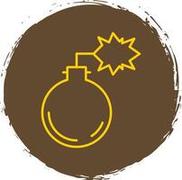 Bomb Line Circle Yellow Icon vector