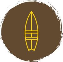 Surfboard Line Circle Yellow Icon vector