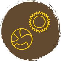 Earth Line Circle Yellow Icon vector