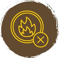 No Fire Line Circle Yellow Icon vector