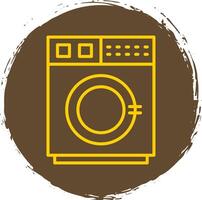 Washing Machine Line Circle Yellow Icon vector