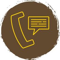 Phone Message Line Circle Yellow Icon vector