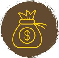 Money Bag Line Circle Yellow Icon vector