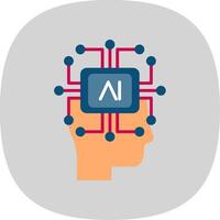 Artificial Intelligence Flat Curve Icon vector