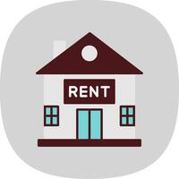 House for Rent Flat Curve Icon vector