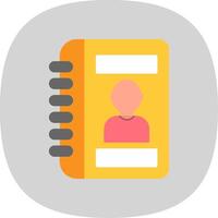 contacto libro plano curva icono vector