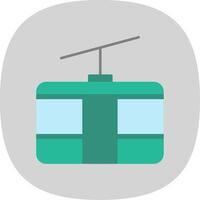 Cableway Flat Curve Icon vector