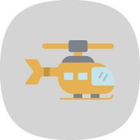 helicóptero plano curva icono vector