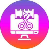 vídeo editor glifo degradado circulo icono vector