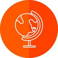 Earth Globe Line Red Circle Icon vector