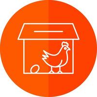 Chicken Coop Line Red Circle Icon vector