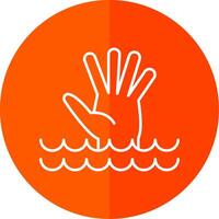 Drowning Line Red Circle Icon vector