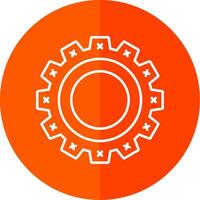 Cogwheel Line Red Circle Icon vector