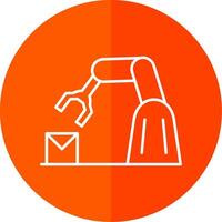 Robotic Arm Line Red Circle Icon vector