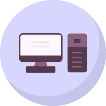 Computer Desktop Flat Bubble Icon vector