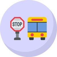 autobús detener plano burbuja icono vector