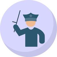 Policeman Holding Stick Flat Bubble Icon vector