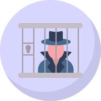 Criminal behind bars Flat Bubble Icon vector