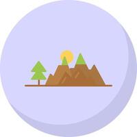montañas plano burbuja icono vector