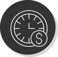 hora es dinero línea gris icono vector