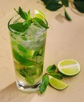 Mojito summer citrus cocktail with lime and mint photo