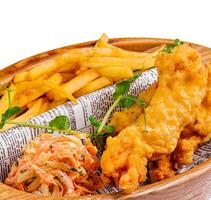 deep fried prawns with honey and fries photo