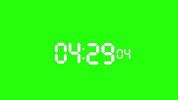 Digital time - Four-thirty alarm buzzer countdown green screen background white numerical digits video