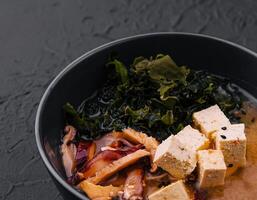 Japanese miso soup with tofu photo