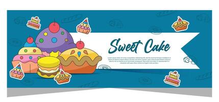 Horizontal template banner of cupcakes in vector design